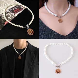 Vòng cổ nữ mặt hình mặt cười đính ngọc trai đơn giản