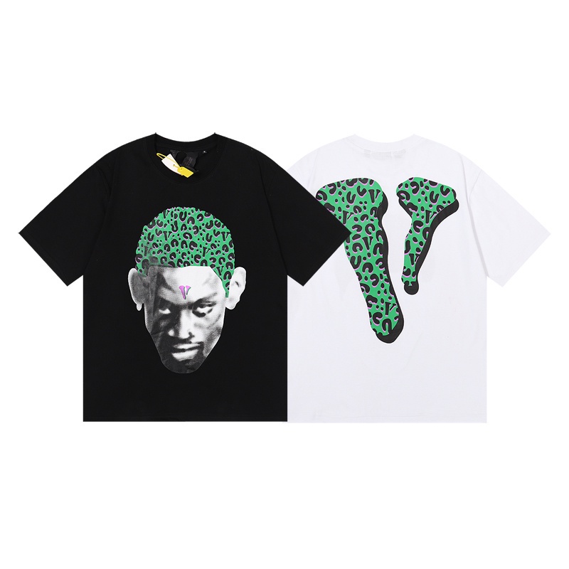 Áo Thun Cotton Unisex Tay Ngắn In Hình Chân Dung VLONE Lớn Cổ Điển