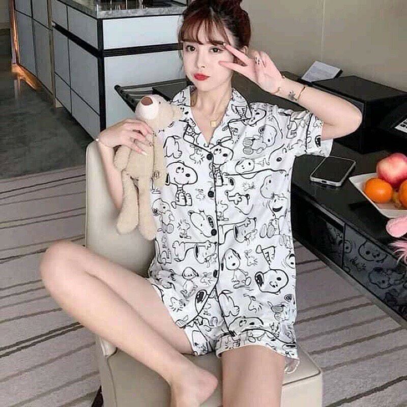[BIG SALE] Bộ Pijama Ngắn Tay - Bộ Ngủ Snopy Ulzzang Cute Hot Trend 2021