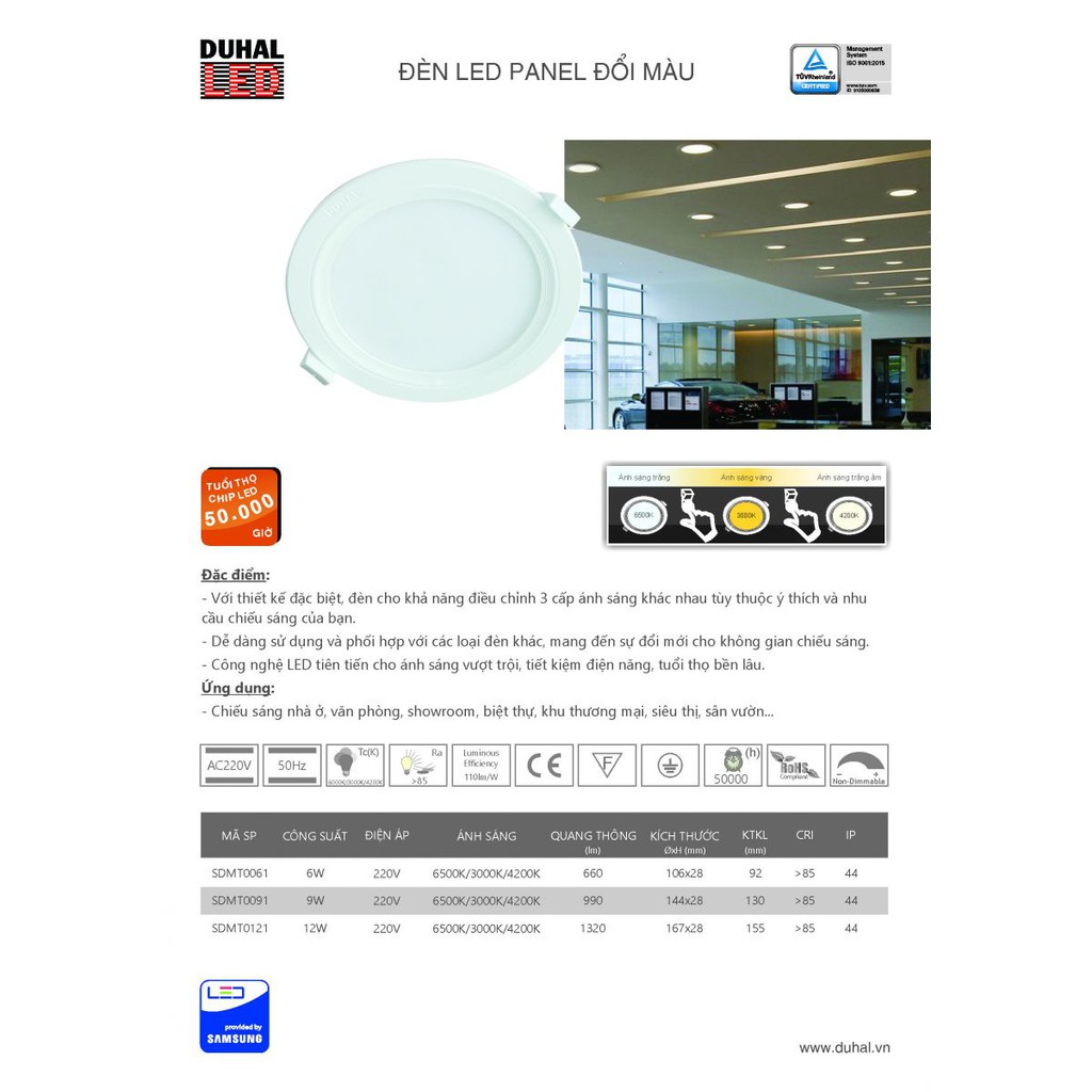 ĐÈN LED DUHAL PANEL TRÒN 12W (KDMT0121)