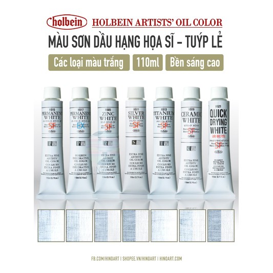 Tông trắng màu sơn dầu 50ml/110ml Holbein Oil Colors - tuýp lẻ