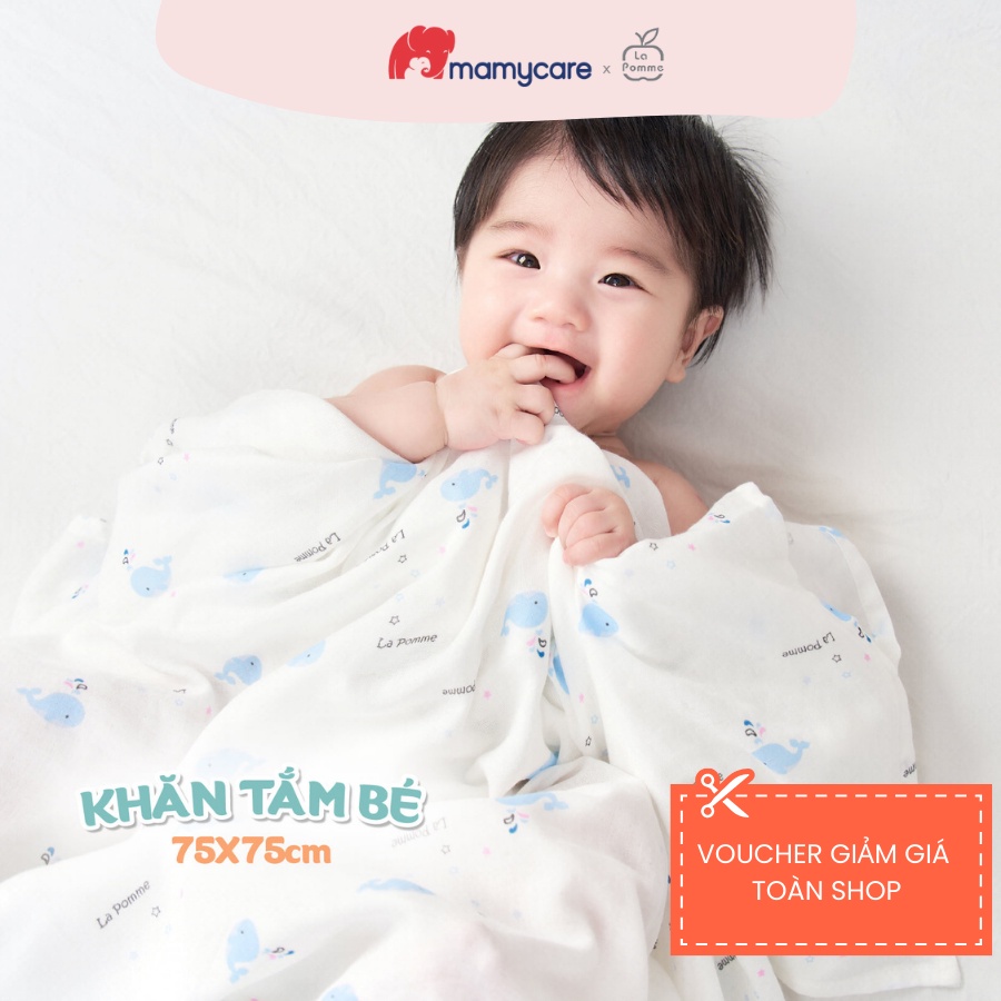 Set 2 khăn tắm đa năng cho bé  sợi tre lụa La Pomme khăn xô tắm mềm mịn họa tiết Rainy an toàn cho làn da bé - MAMYCARE