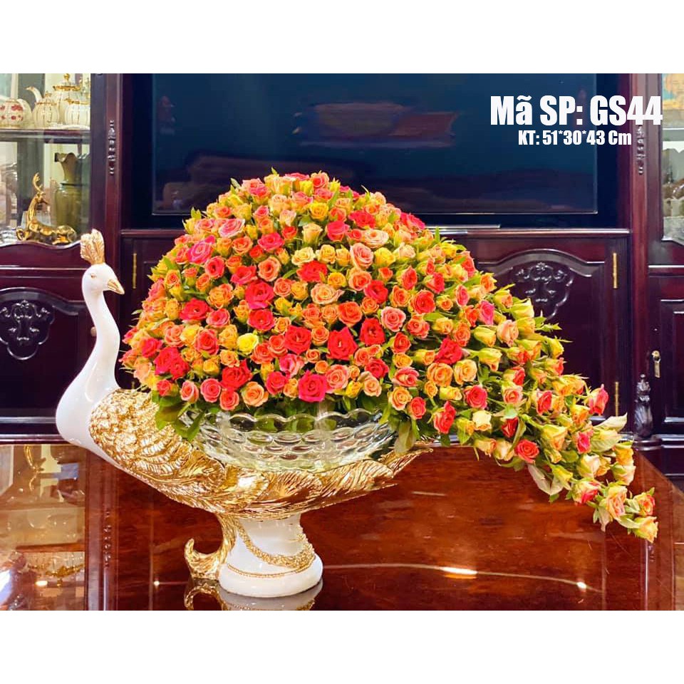 Giảm Giá Decor Trang Trí Phòng Khách Khay Đựng Trái Cây Chim Công Vàng Có  Thể Dùng Cắm Hoa Tươi Gs44 - Beecost