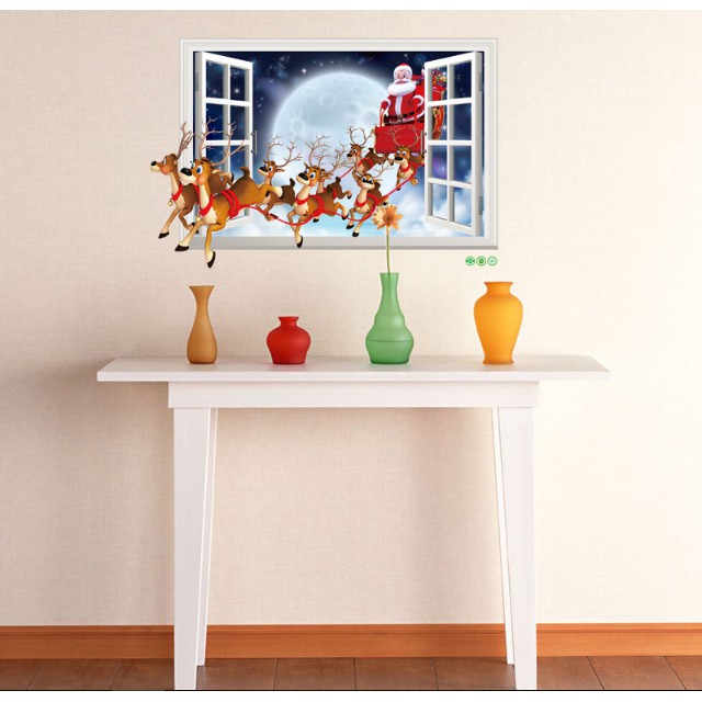 Decal dán tường Noel - Cửa sổ Đoàn Tàu Phát quà 02