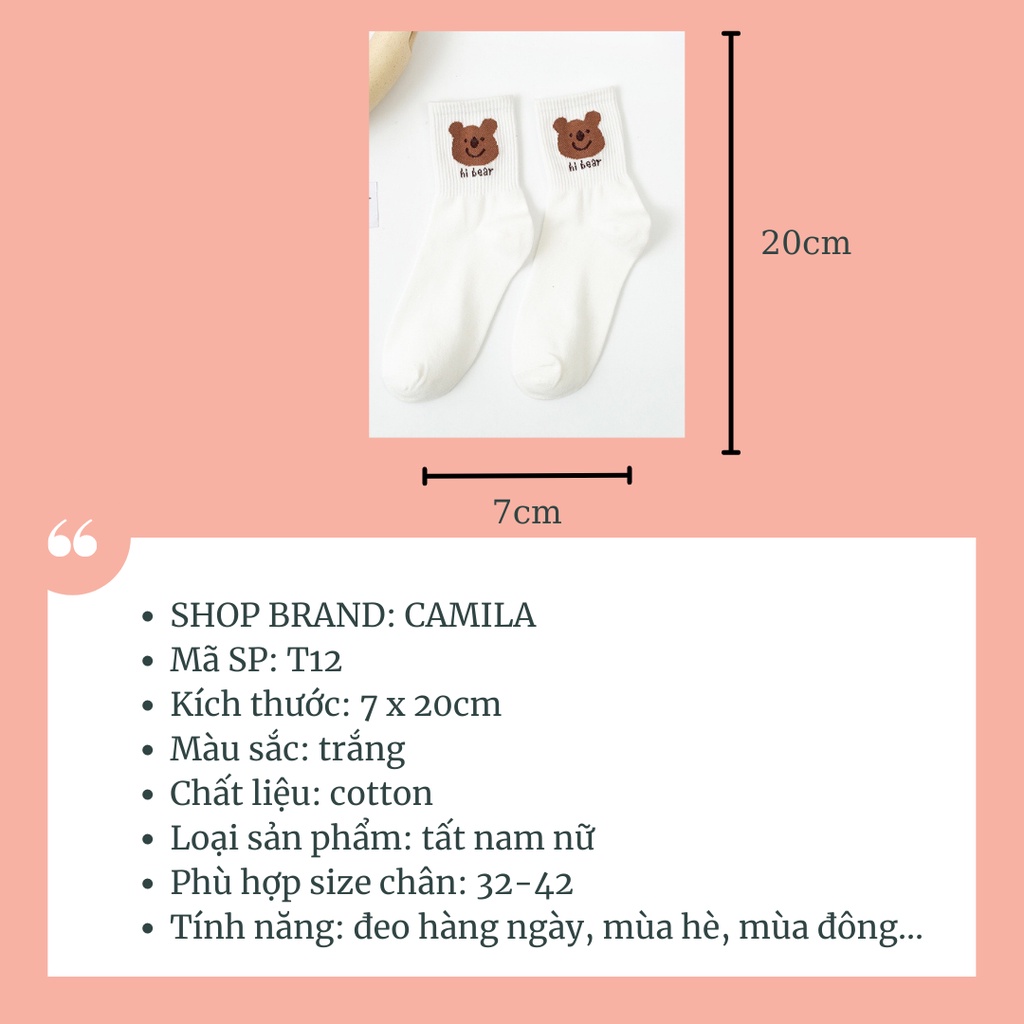 Tất nữ cổ ngắn trắng dễ thương Hàn Quốc cute CAMILA T12