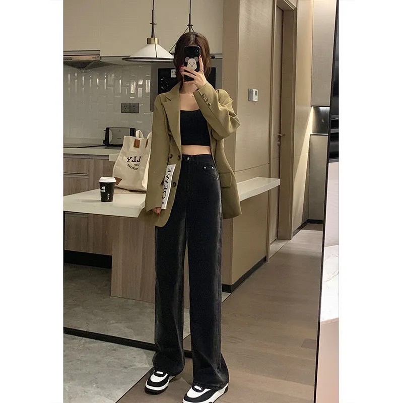 Quần Jeans Nam Nữ Light Sọc Màu Đen Ống Suông Phong Cách Ulzzang Ngầu Chất Cá Tính Năng Động Cạp Cao Có Túi Loại 1