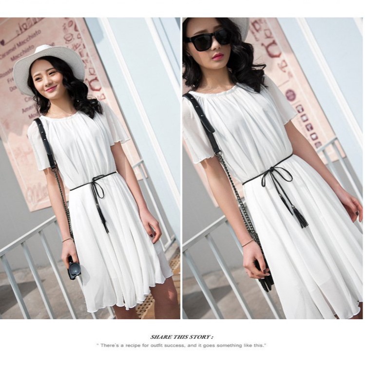 Dây thắt lưng chun co giãn chuông nhỏ gắn tua rua, đai váy cổ trang thắt nơ