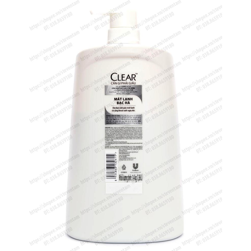 Dầu gội CLEAR bạc hà 1400g