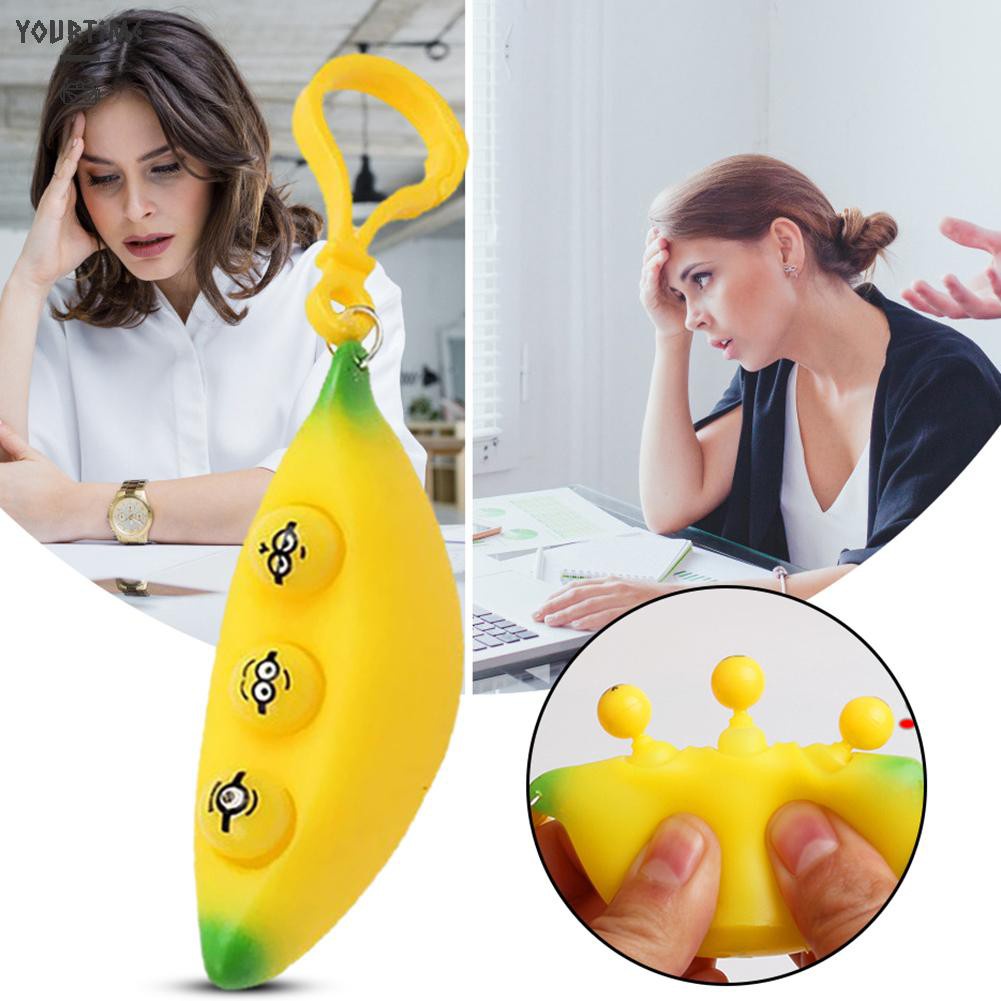 Đồ chơi Bananas Squeeze Sensory Fidget Autism Relief Stress Car Keychain Kids Toys