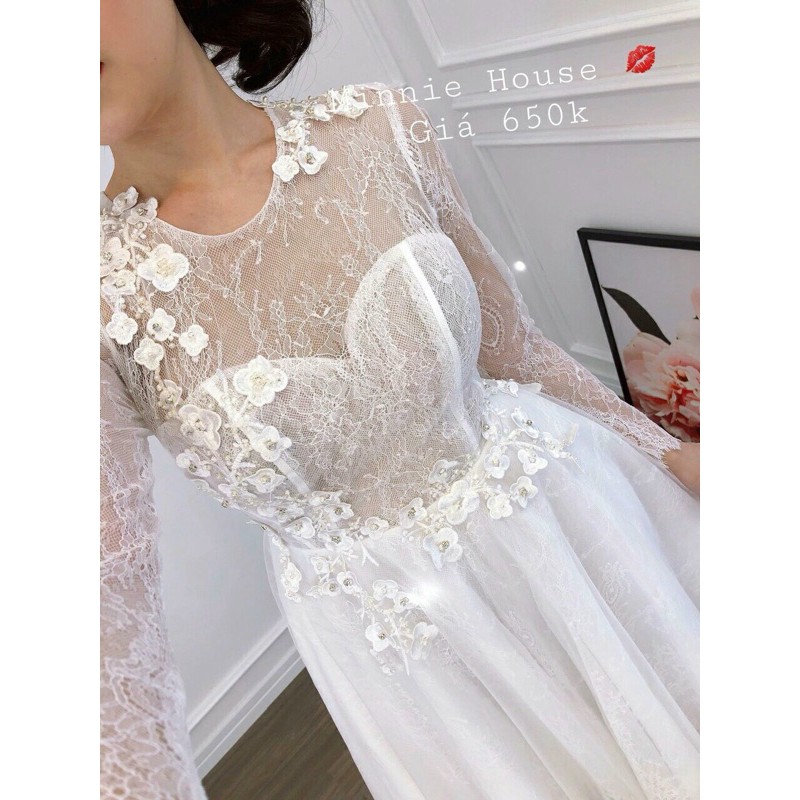 ẢNH THẬT NHÉ KHÁCH -ĐẦM XOÈ REN MI ĐÍNH ĐÁ