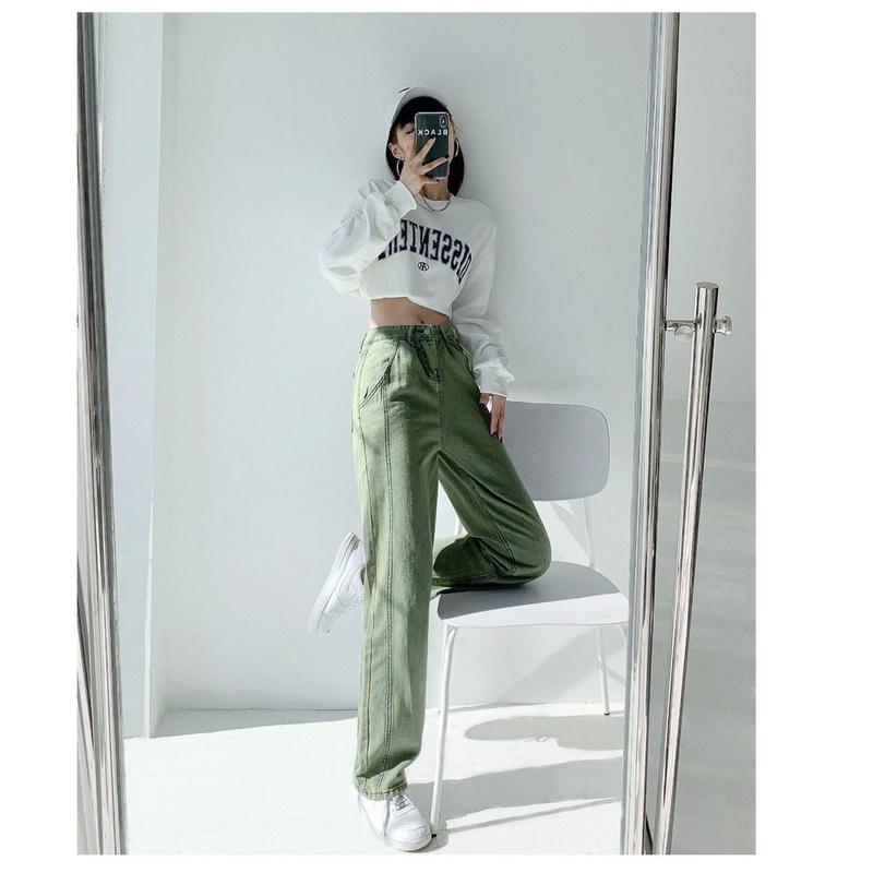 Quần Jean Ống Rộng Lưng Cao Phong Cách Thời Trang Xuân Thu Mới 2022 Dành Cho Bạn Nữ