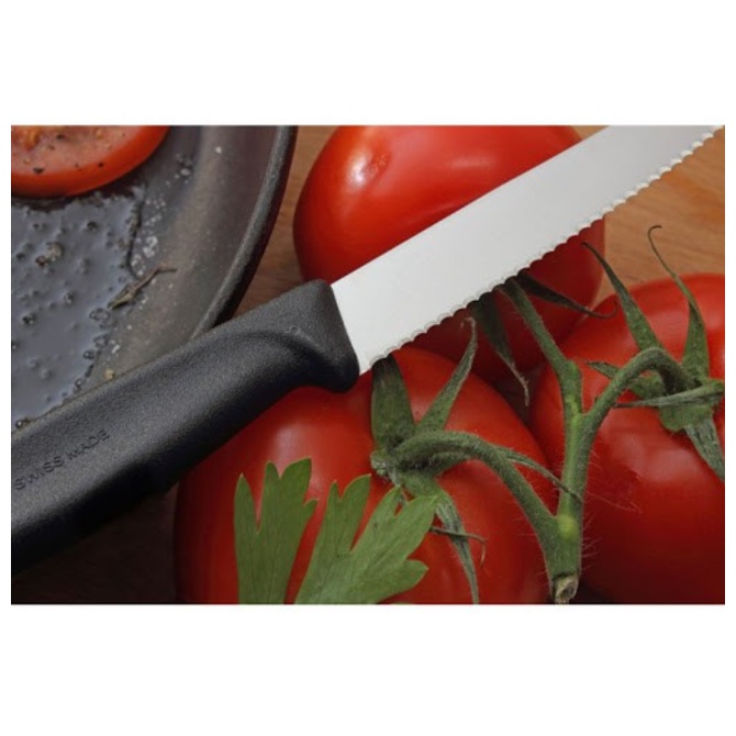 Dao bít tết Victorinox đen lưỡi răng cưa 12cm Thuỵ Sĩ mũi nhọn tiện lợi - Shop Viloet