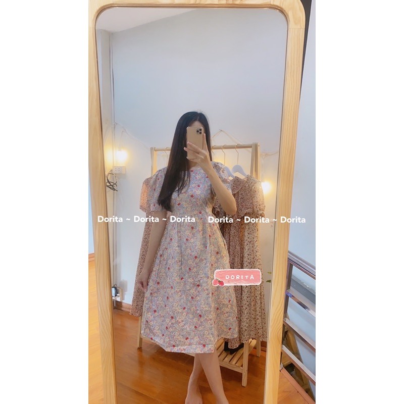 Váy Babydoll hoa nhí vintage Váy Babydoll dáng dài Vintage Đầm hoa nhí - Dorita Boutique