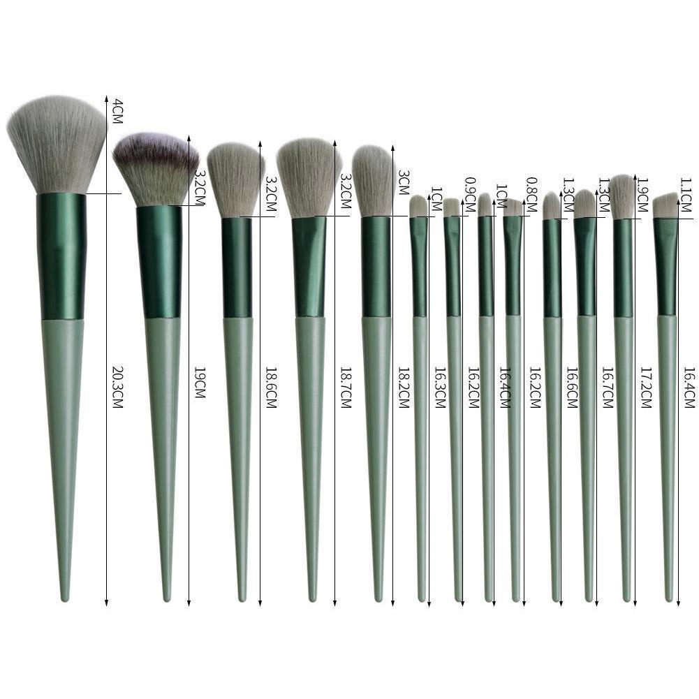 Bộ 13 Cọ Trang Điểm Làm Đẹp Nhanh Khô Màu Xanh Lá J2U8