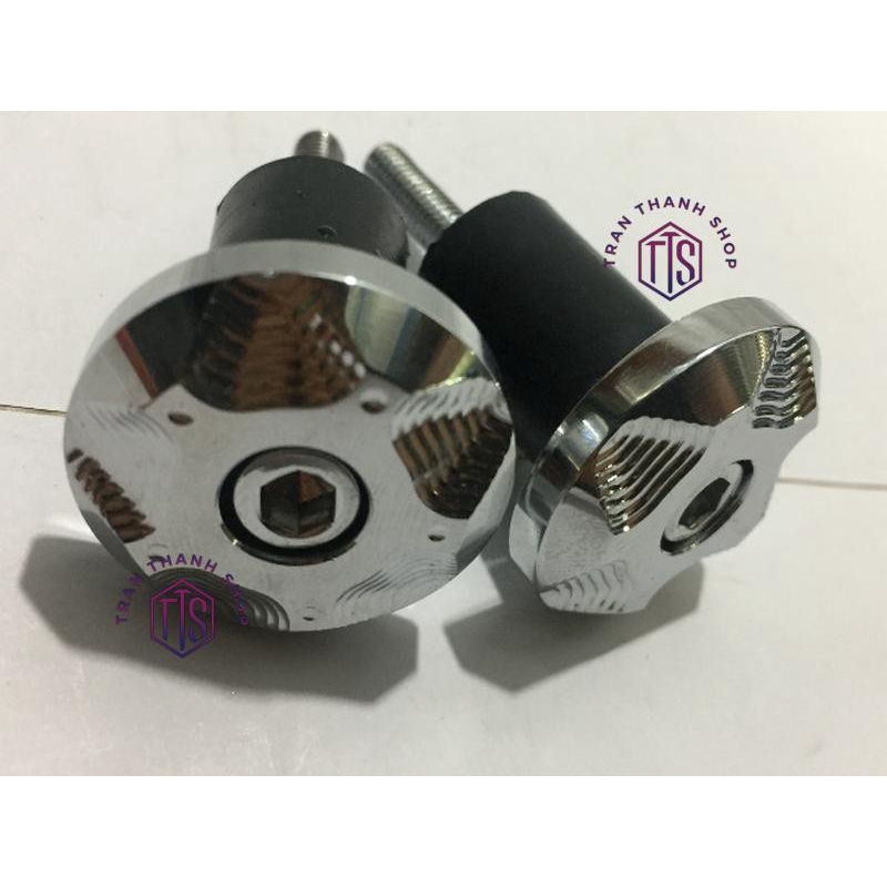 Gù tay lái xe máy INOX CNC - TTS7 ( Trắng ánh kim )