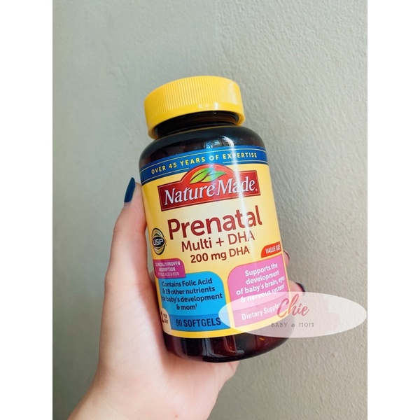 [Bill US] Vitamin bầu Mỹ Nature Made Prenatal mẫu mới - Hộp 90v