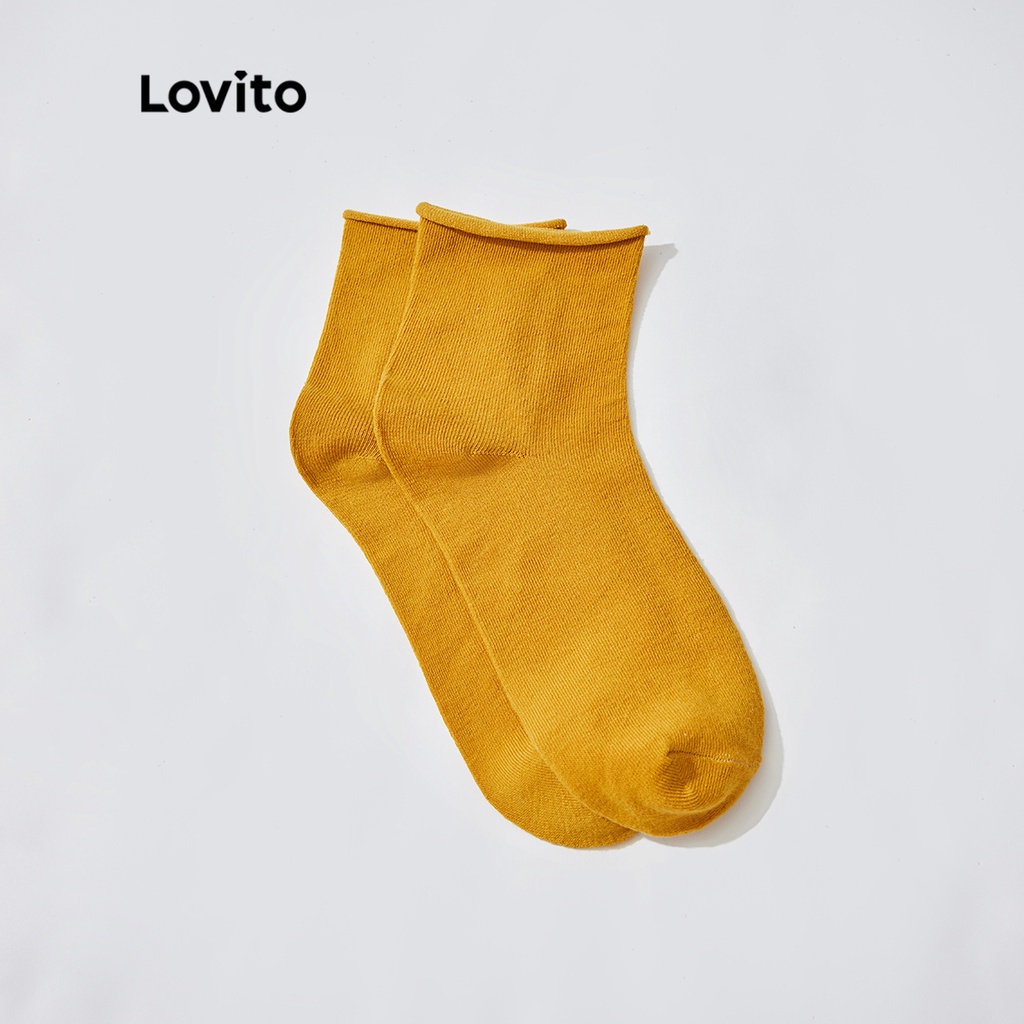 Tất trơn Lovito đơn giản L31ED033 (đen / vàng / đỏ rượu vang / xanh lá đậm/ be)