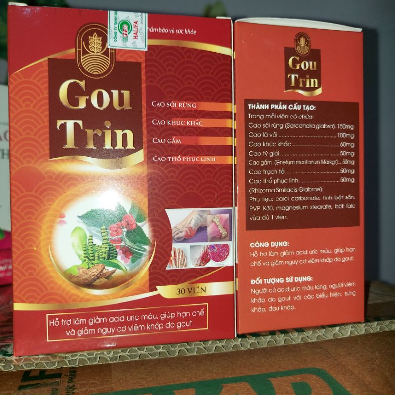 《Date 2025 hộp 30 viên》GOU TRIN Gút Viên uống giảm Gút