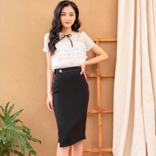 Chân váy bút chì 2 màu đen và nâu, chất vải Biên đẹp