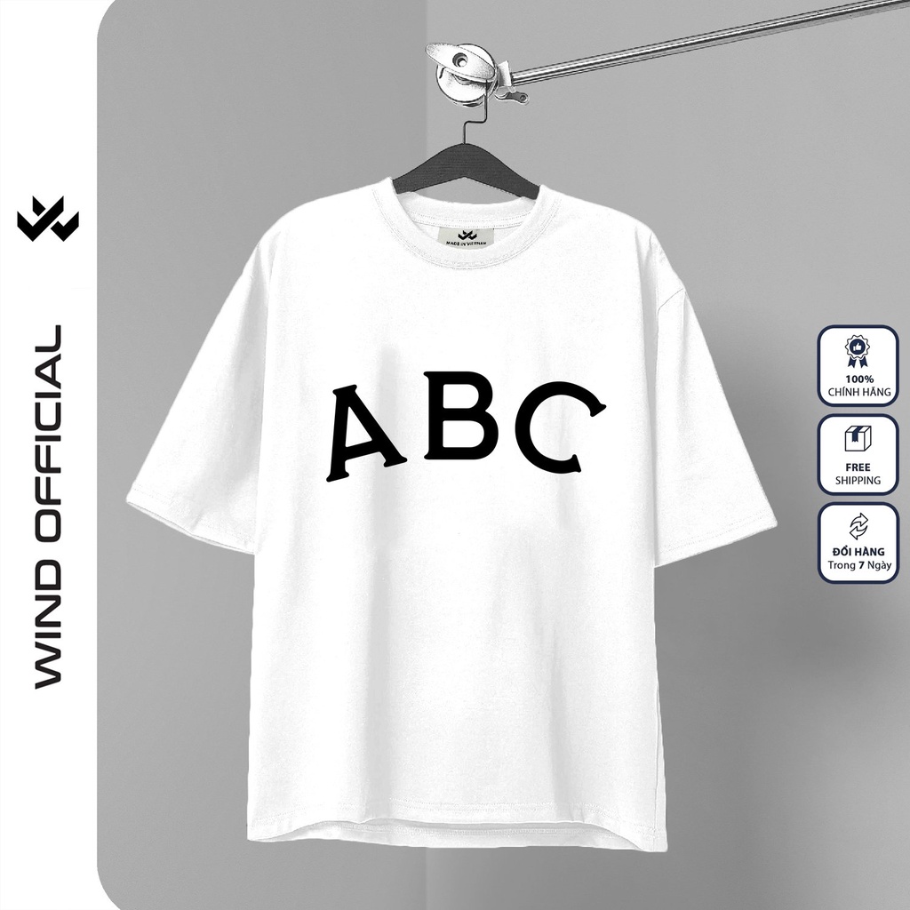 Áo thun tay lỡ Wind phông unisex ABC form rộng nam nữ oversize ulzzang