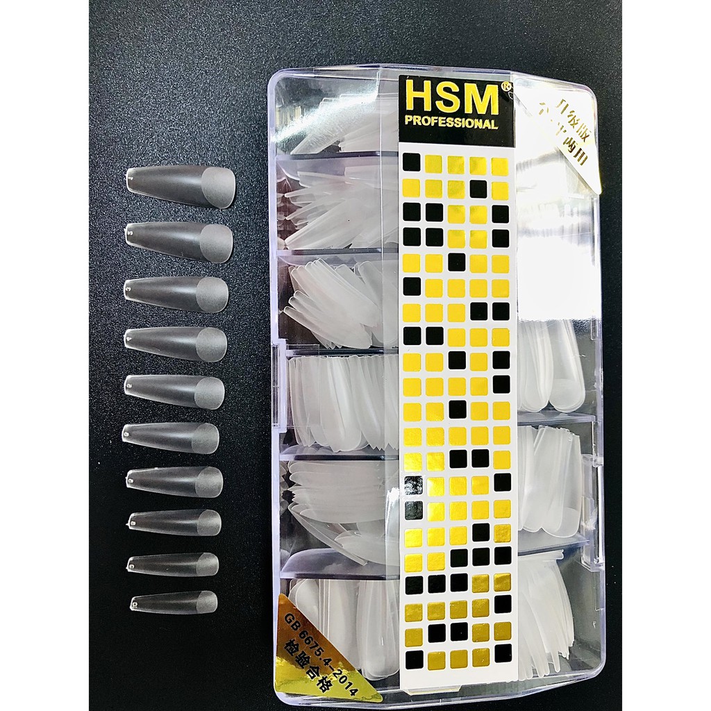 [ Deal Hot ] Móng Úp HSM Phom Thang Nhám Sẵn, Hộp 500 Móng Đủ Size