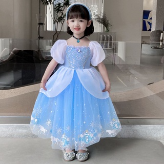 Đầm tay dài hóa trang công chúa Anna hoạt hình Frozen xinh xắn dành cho bé gái