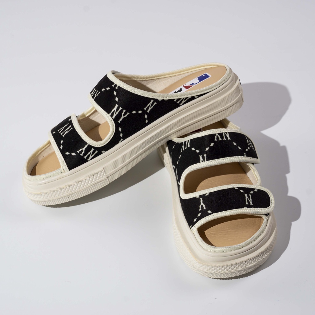 Dép sục nữ thể thao quai dán ngang màu đen hoạ tiết chữ N mẫu mới Foxy - FOM010