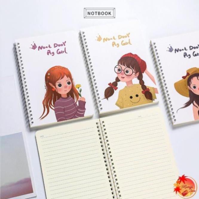 Sổ lò xo A5 NEXT DOOR PIG GIRL AOBA-SLXA5-10 (Chọn mẫu từng quyển)