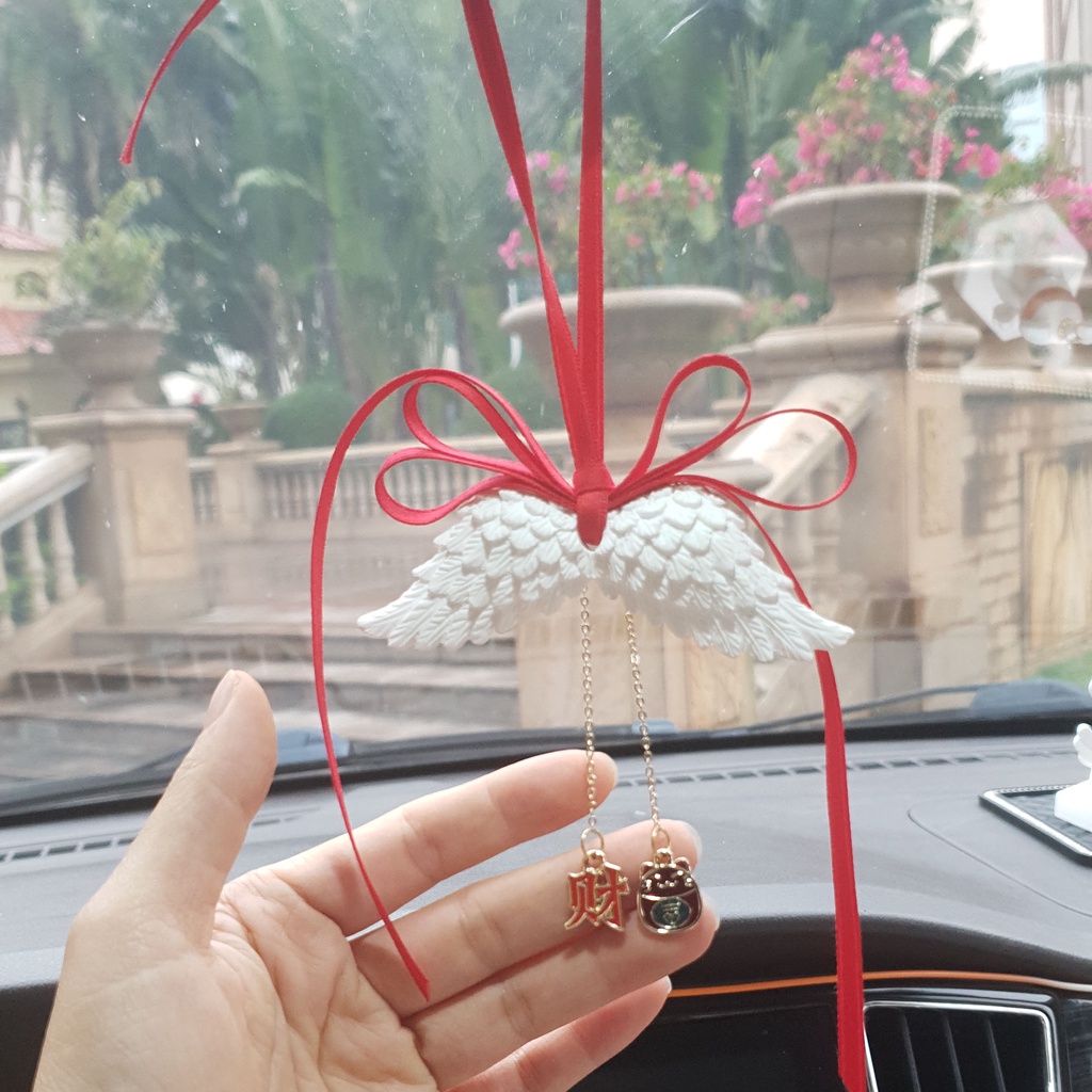 Khánh treo trang trí gương hậu ô tô cánh thiên thần phiên bản đặc biệt chào mừng năm mới tài phúc đầy nhà
