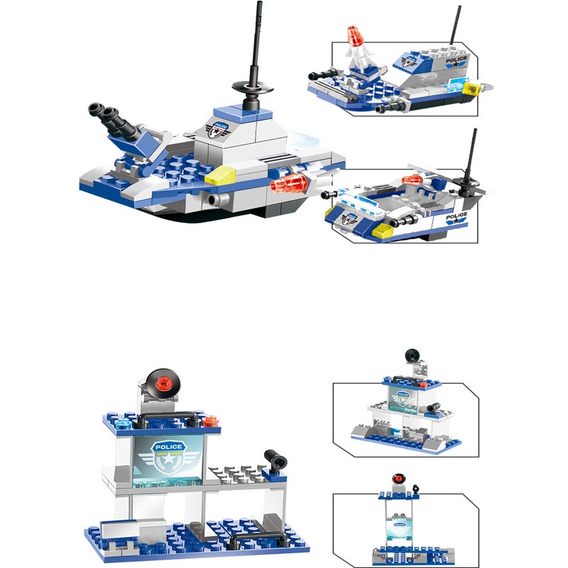 Đồ Chơi Lắp Ráp Kiểu LEGO Cảnh Sát Biển, Ôtô, Robot, Chiến Thuyền, Trực Thăng Police Swat No.PX250 762 Chi Tiết