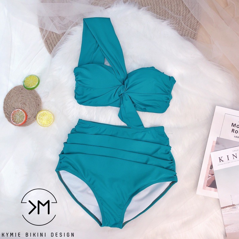 Đồ bơi thiết kế bikini cúp ngực lệch vai quần cạp cao | BigBuy360 - bigbuy360.vn
