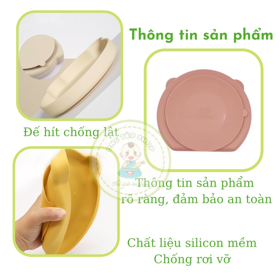 Khay gấu silicon cho bé ăn dặm loại nhỏ không chia ngăn (Đĩa gấu)