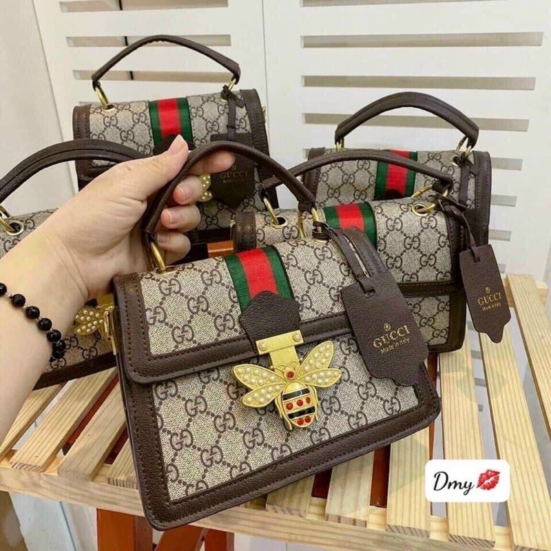 Túi xách nữ  𝑭𝑹𝑬𝑬𝑺𝑯𝑰𝑷  Túi đeo chéo Gucci sách tay có 2 ngăn đựng tiền,điện thoại (nữ tính,sang trọng) MST008