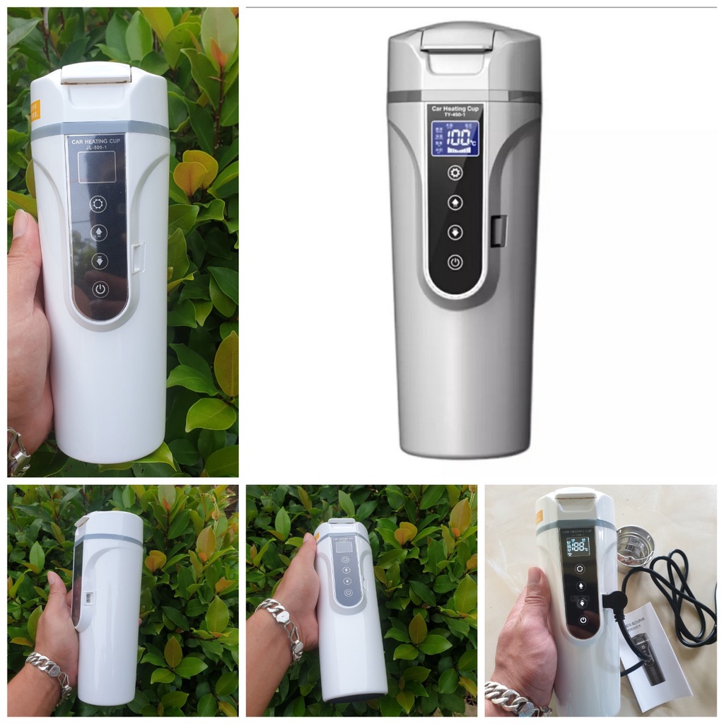 Bình nấu nước nóng ô tô xe hơi 500ml 12v-24v cảm ứng có chỉnh nhiệt độ đa năng thông minh mẫu mới