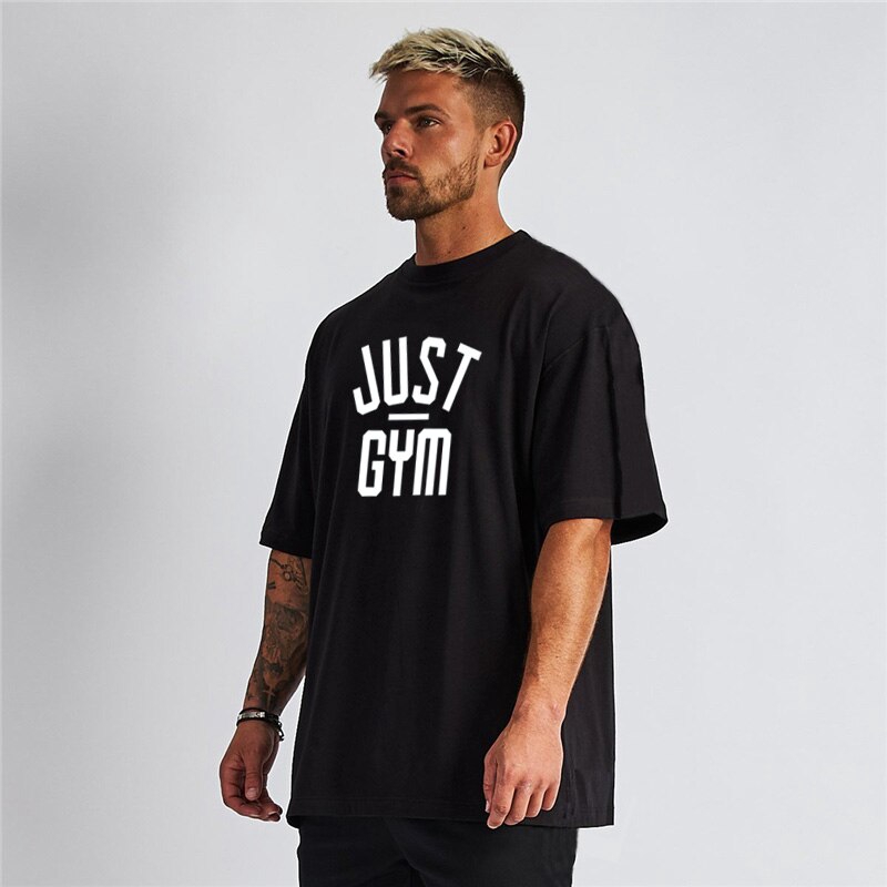 New Brand Casual Men's T-Shirts Fashion Men's Short Sleeved Printed Bodybuilding Shirt Workout Slim Fit Cotton Fitness Tee Top