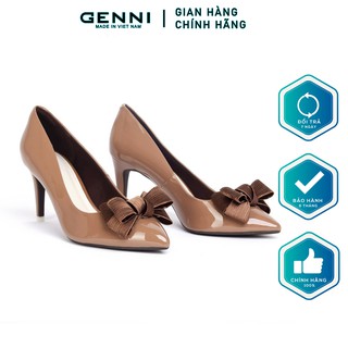Giày cao gót nơ nhũ gót nhọn ge031 - genni