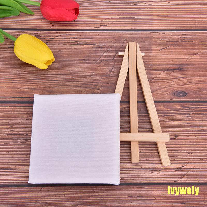 Mô Hình Tranh Vẽ Canvas+Giá Vẽ Gỗ Mini 10cm X 10cm Cho Bé