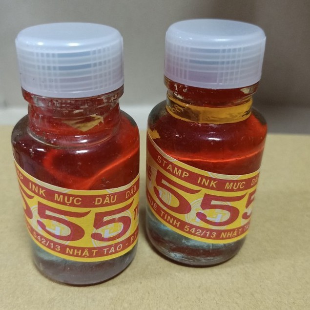 Mực đóng dấu 555 Huê Tinh chai thủy tinh