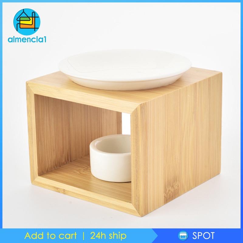 [ALMENCLA1] Wood Tea Light Candle Holder Wax Warmer Aromatherapy Essential Oil Burner