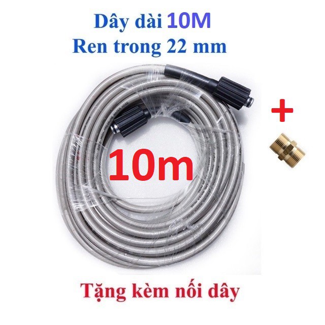 ống Dây Xịt Rửa Xe Áp Lực Cao 3 Lớp Lõi 10M-15M- 20M-30M [Ren 22mm-22mm ]