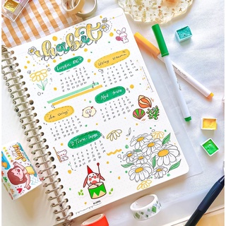 SỔ CÒNG SẮT BINDER SIZE B5 SẴN 80 TỜ (160 TRANG) CARO 120GSM GHI CHÚ TAKE NOTE BULLET JOURNAL KLONG