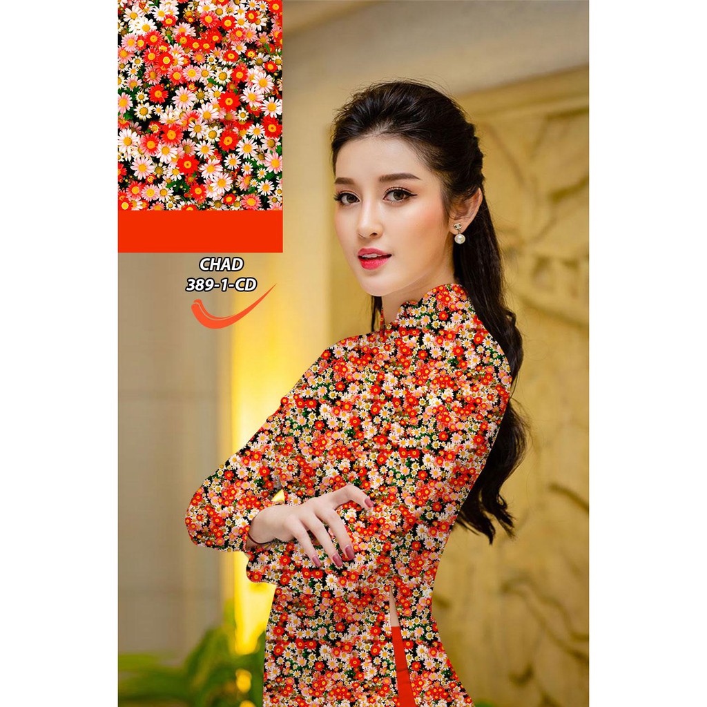 Vải may áo dài hoa siêu xinh  cả bộ vải