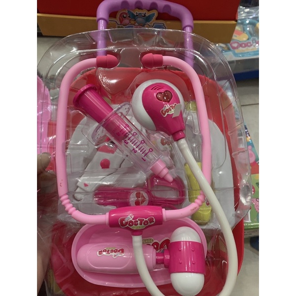 Bộ đồ chơi Bác Sĩ vali kéo màu xanh và hồng có pin cho bé