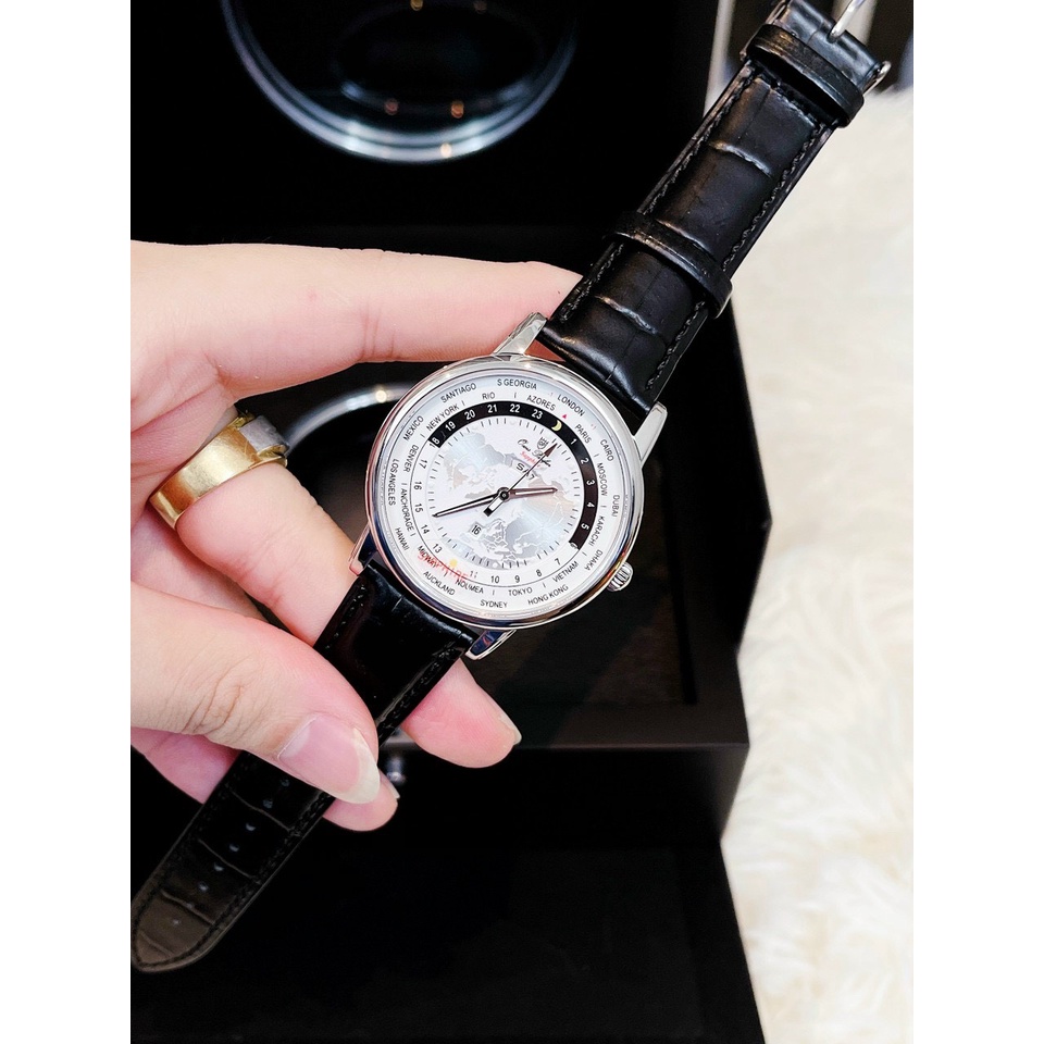 Đồng Hồ Nam Oasis Pacifier 6396G, Dây Da  , Mặt Hình Bản Đồ, Size 40mm