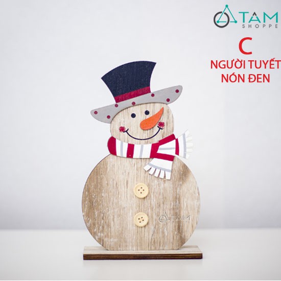 Mô hình trang trí Noel gỗ Handmade để bàn 2 nút X-MHDB-01