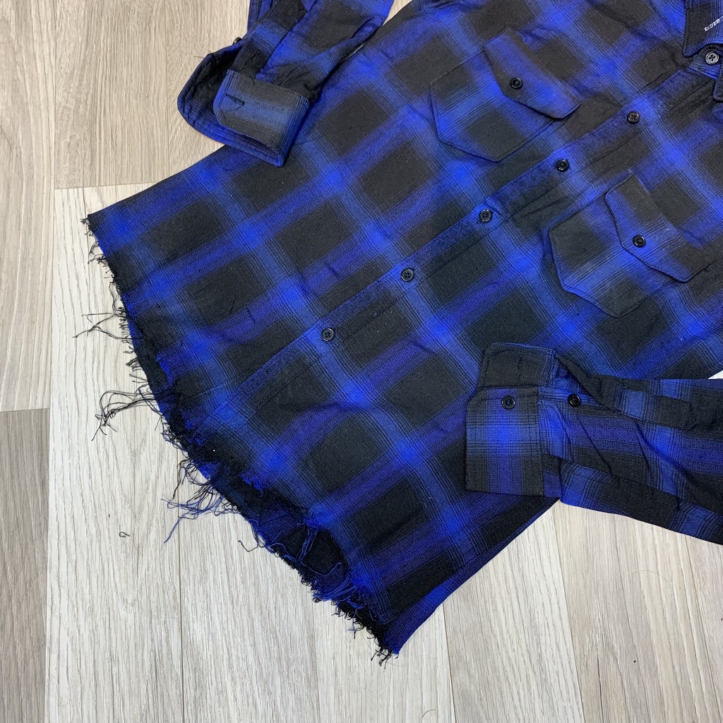 Áo Sơ mi rách tà nam BBR,Áo sơ mi kẻ nam rách gấu thời trang cao cấp