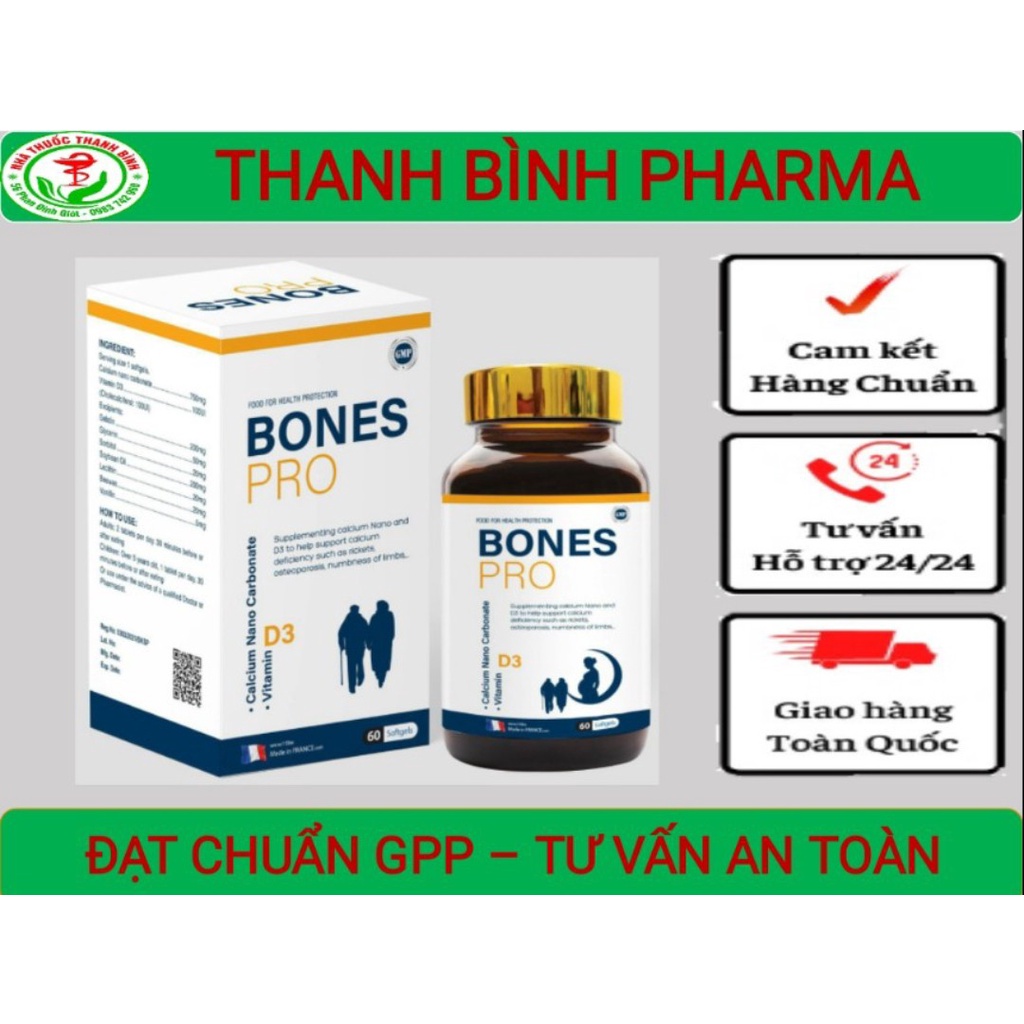 BONES PRO - CALCIUM NANO D3 - NHẬP KHẨU PHÁP - BỔ SUNG CANXI D3 CHO CƠ THỂ-TPCN