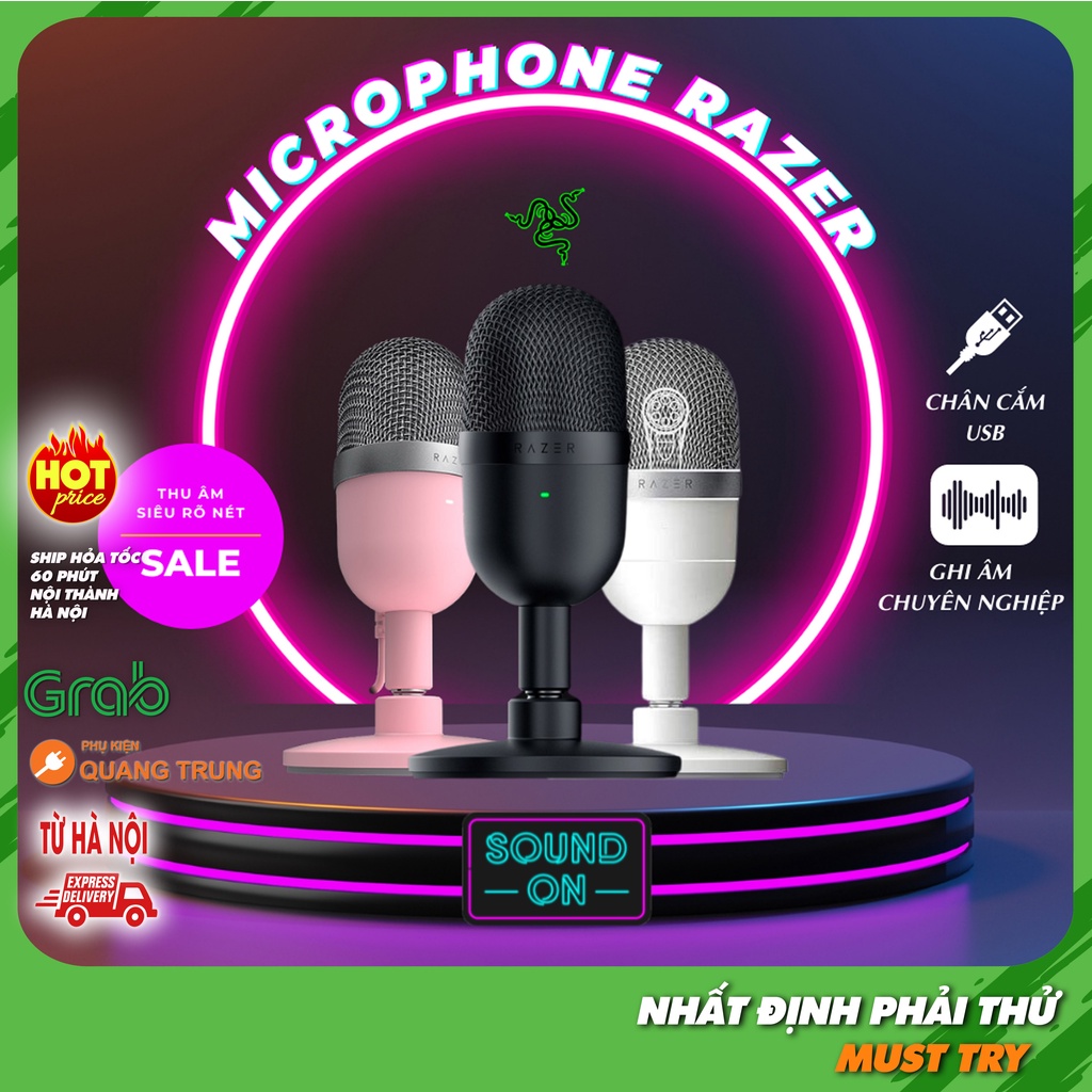 Micro để bàn mini Razer Siren mini chuyên dụng chất lượng cao, cổng cắm usb, cắm là nhận