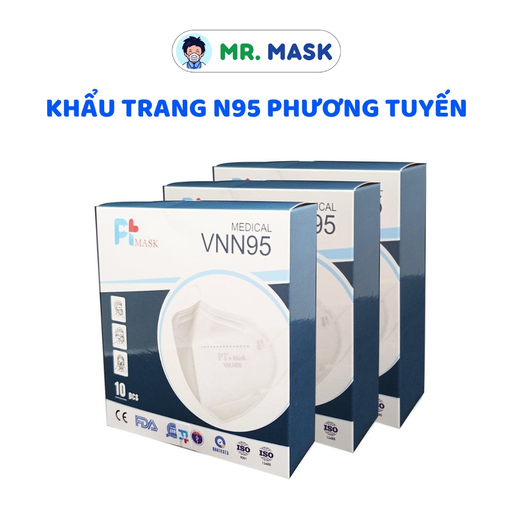 Khẩu Trang N95 Thùng Phương Tuyến Chính Hãng - Khẩu Trang N95 Không Van, 4 Lớp Ngăn 95% Bụi Mịn