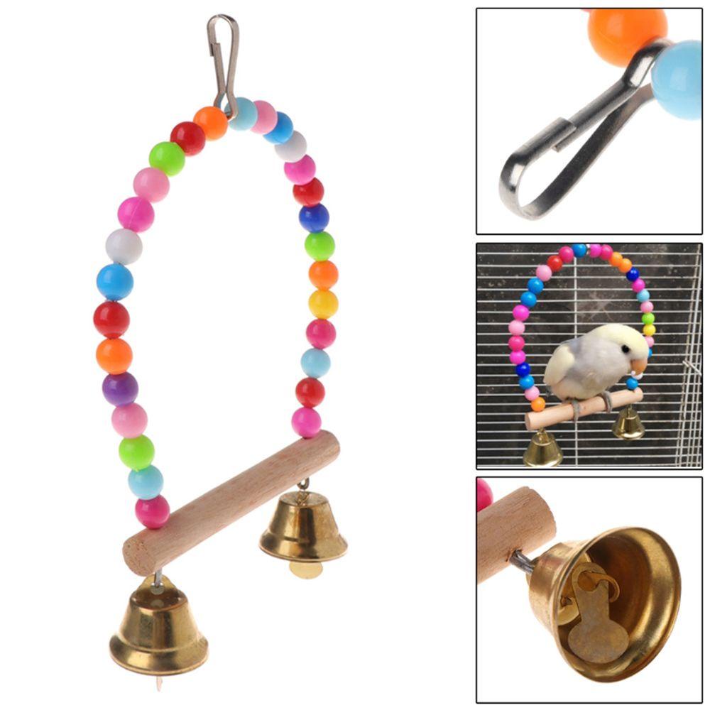 Xích Đu Đồ Chơi Bằng Gỗ Tự Nhiên Treo Lồng Chim Vẹt